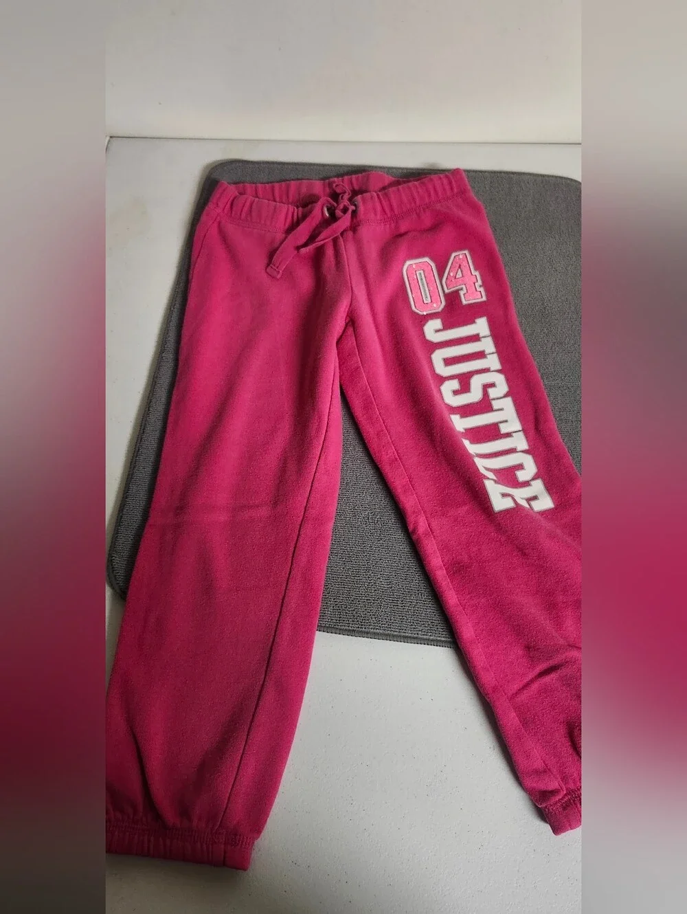 Justice Hot Pink Fleece Joggers with 'Justice' Graphic